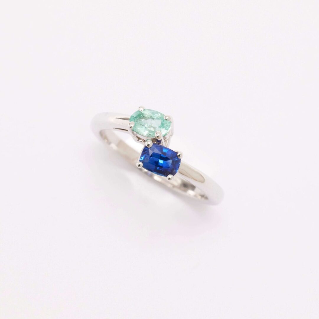 Toi et Moi - Saphir Royal Blue et Tourmaline Paraïba