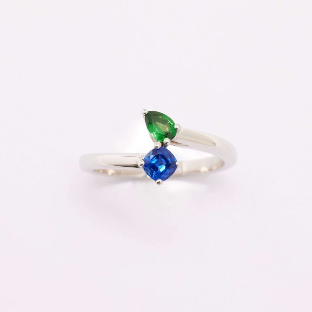Toi et Moi - Saphir Vivid Blue et Tsavorite