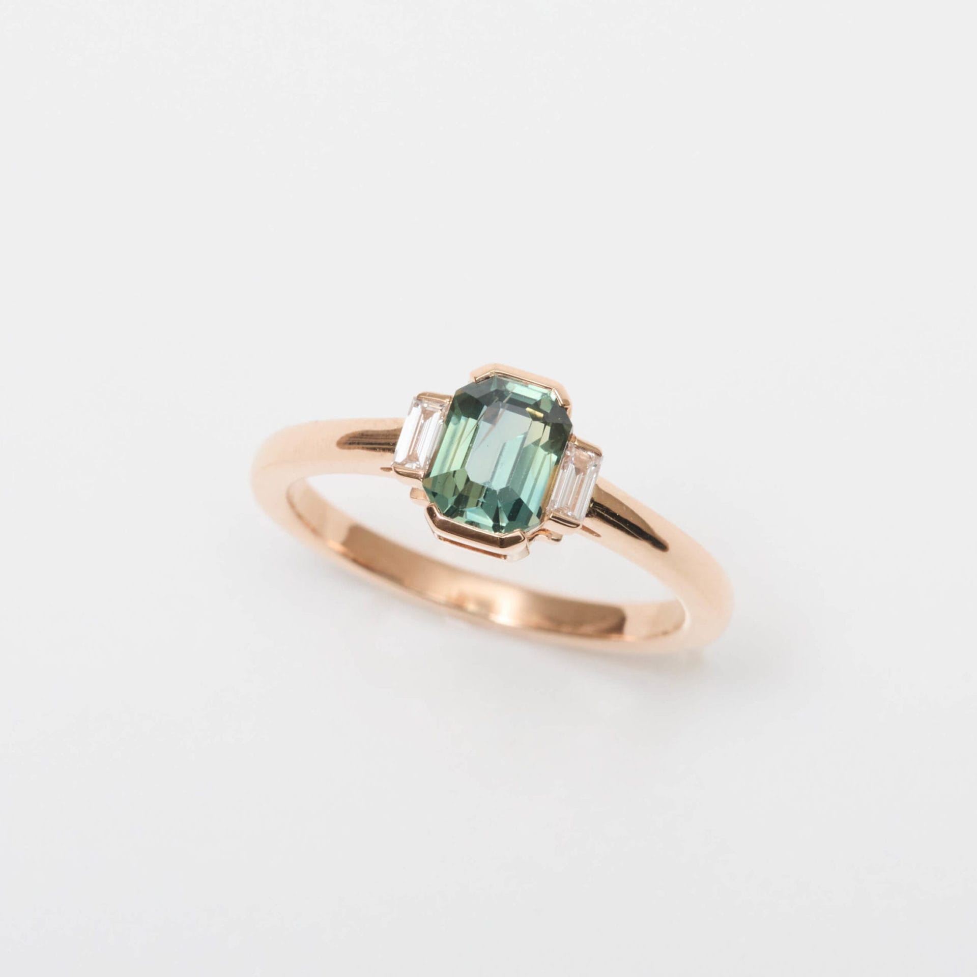 Bague Elahera Art Déco - Saphir Teal 1.06 carats