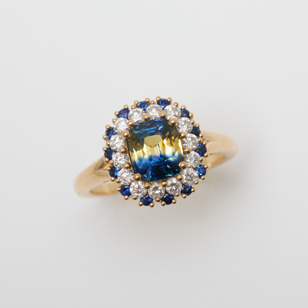 Bague Saphir Bleu et jaune
