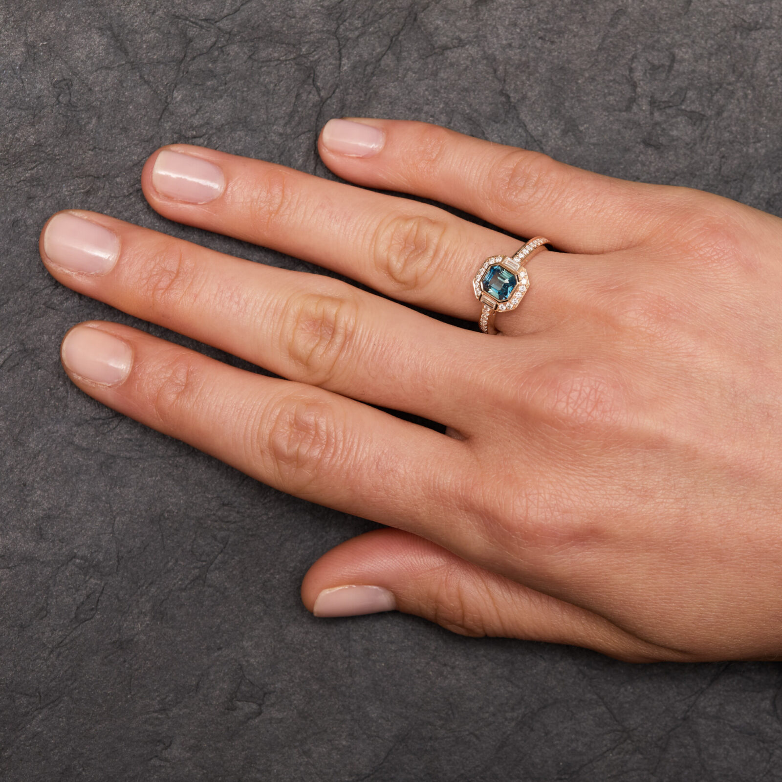 bague saphir teal art deco
