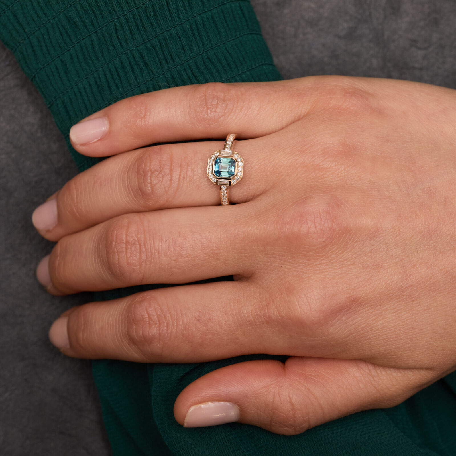 Bague Jaffna Art Deco - Saphir Teal 1,15 carats – Image 2